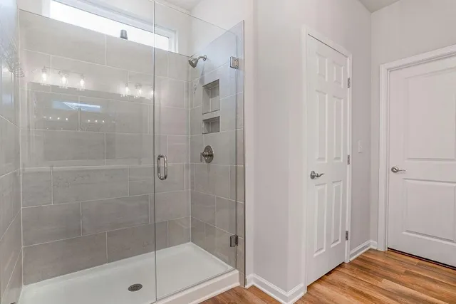 a bathroom with a shower