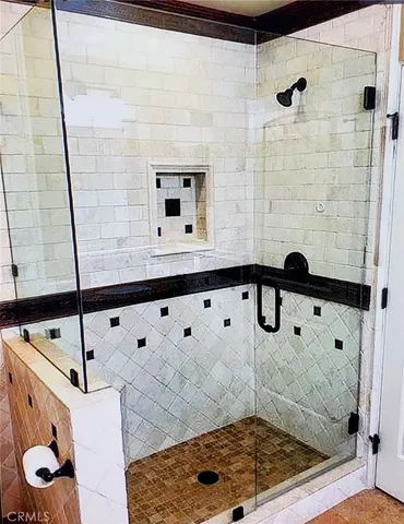 a bathroom with shower