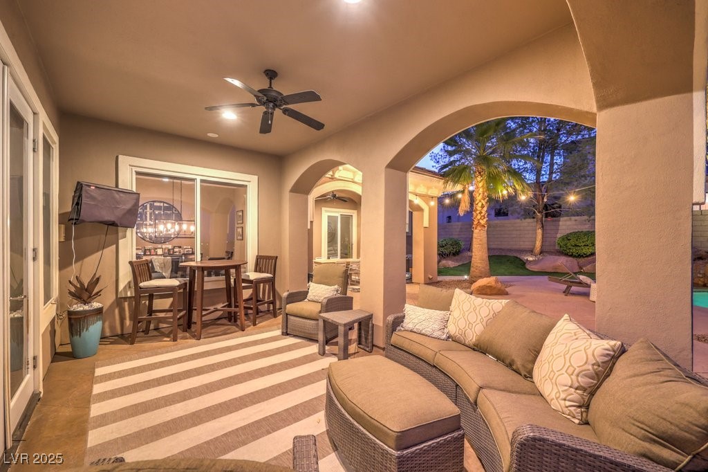 1377 Ruby Sky Court Henderson, NV 89052 - Photo 11 of 61 View of patio / terrace with a ceiling fan, fence,