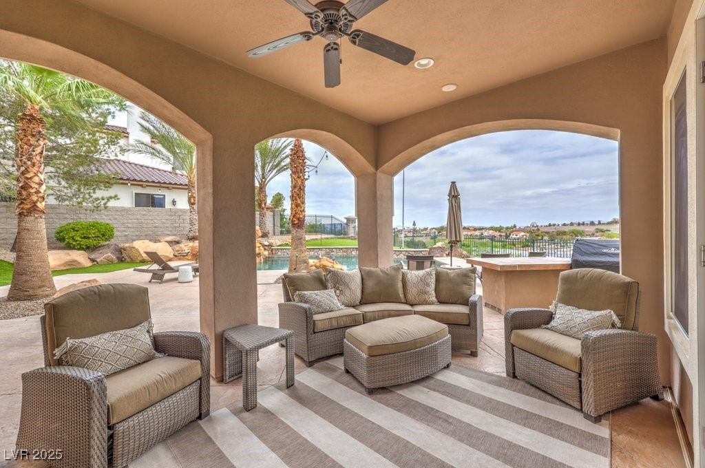1377 Ruby Sky Court Henderson, NV 89052 - Photo 40 of 61 Outside Seating off of Family Room. Brand New BBQ