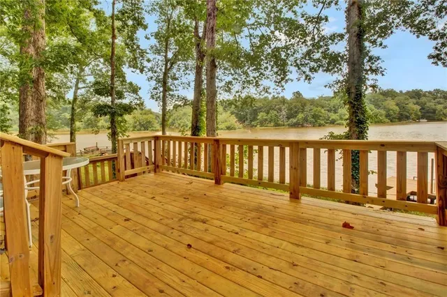 a view of wooden deck