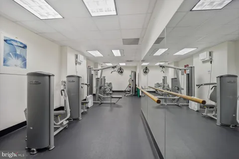 a view of a room with gym equipment