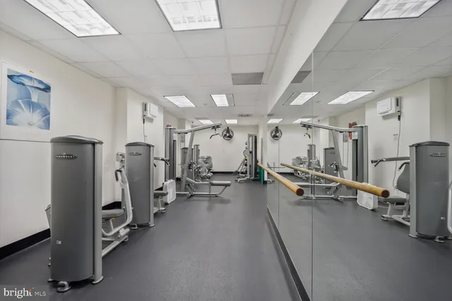 a view of a room with gym equipment