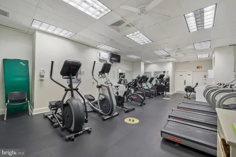 a view of a room with gym equipment