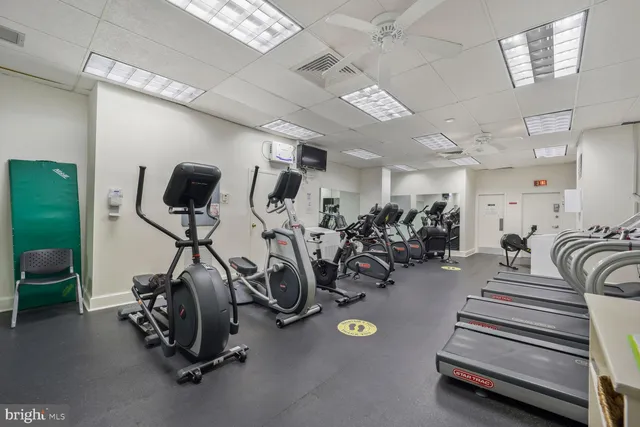 a view of a room with gym equipment