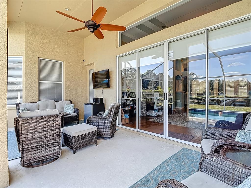4805 Tea Rose Court Lutz, FL 33558 - Photo 43 of 59 a living room with furniture and a floor to ceiling window