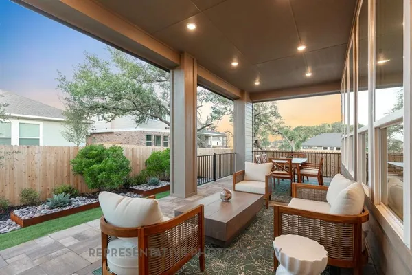 a outdoor space with furniture
