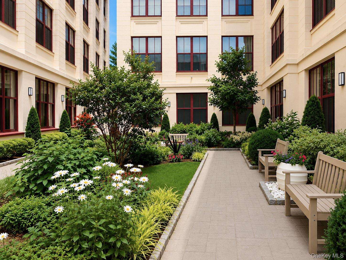 1 Scarsdale Road, Unit 409 Tuckahoe, NY 10707 - Photo 41 of 42 Manicured grounds with seating