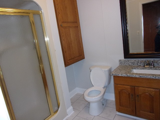 3231 State Line Road Taft, TN 38488 - Photo 18 of 26 a bathroom with a granite countertop sink toilet and shower