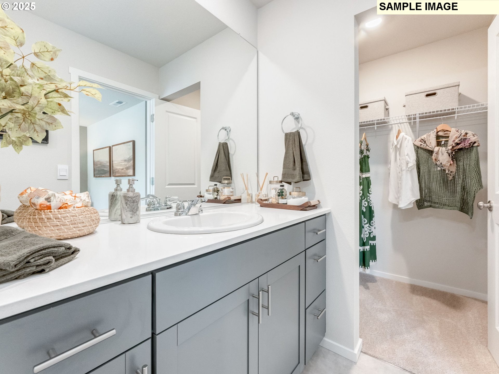 1105 Southeast 194th Place Camas, WA 98607 - Photo 22 of 26 a bathroom with a double vanity sink and a mirror