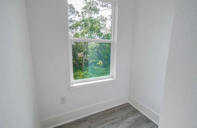 a view of a small space with window
