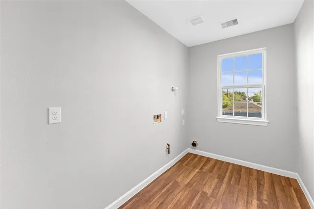 a view of a room with a window