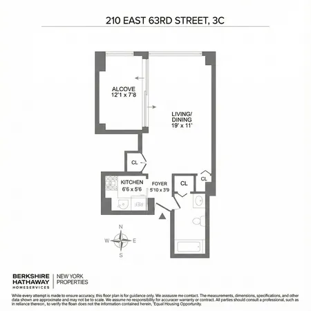 $2,950 | 210 East 63rd Street, Unit 3C | Lenox Hill