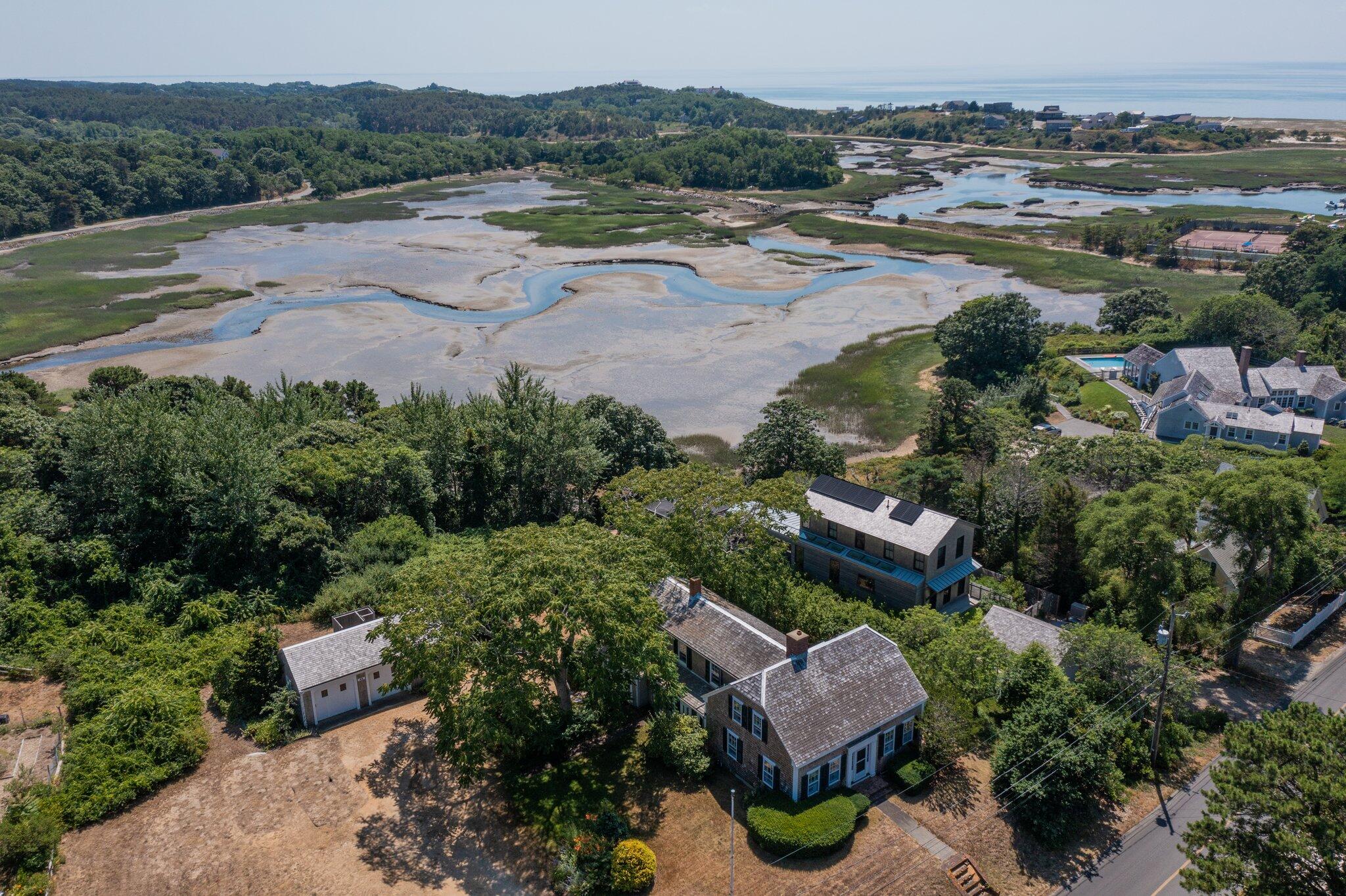 64 Depot Road Truro, MA 02666 - Photo 49 of 53 an aerial view of a house with garden space and lake view