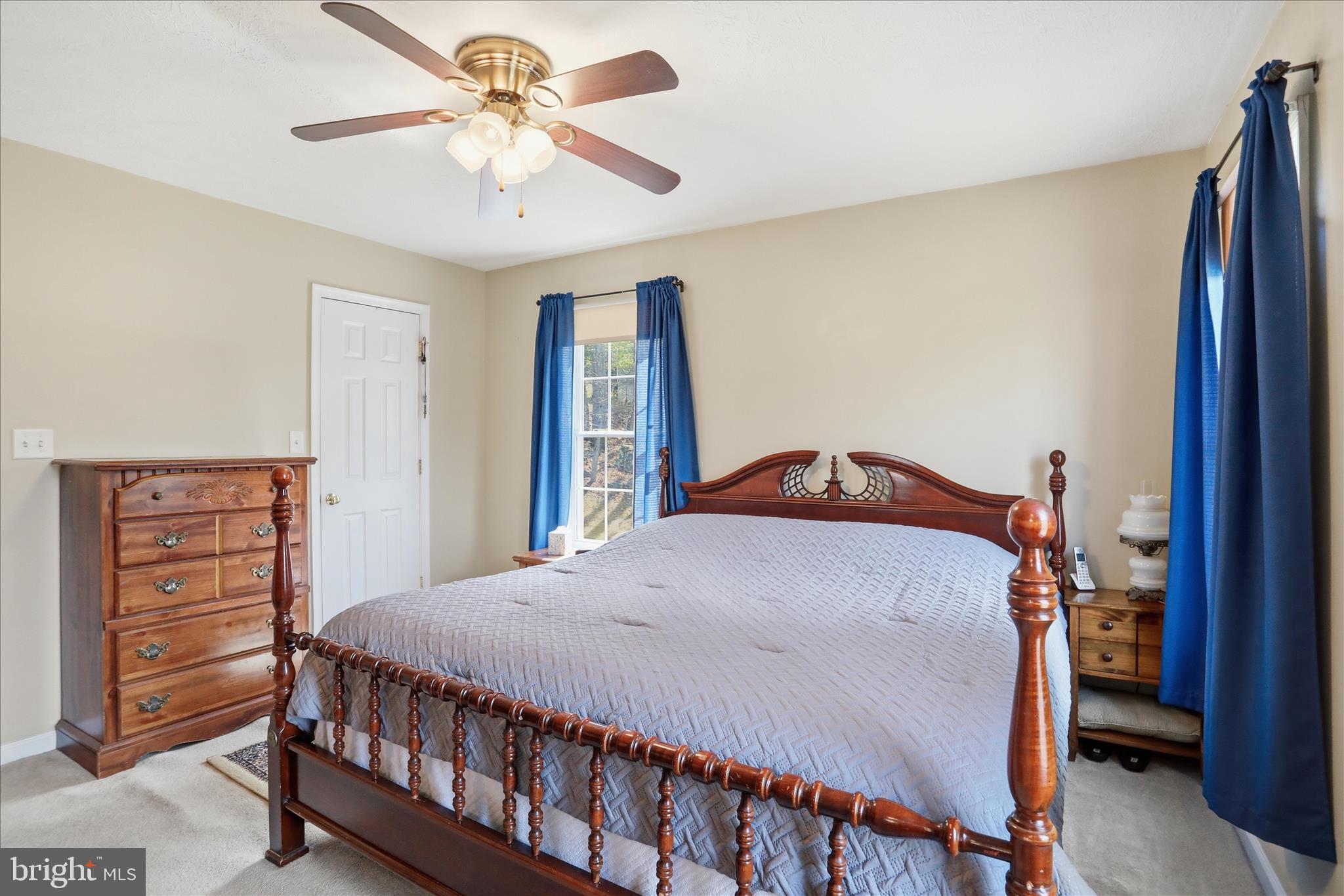 1158 Drummer Hill Road Front Royal, VA 22630 - Photo 15 of 36 a bedroom with a bed and a chandelier