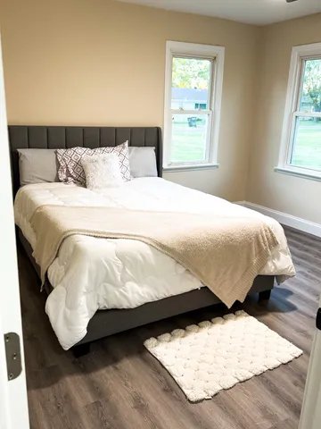 a view of a bedroom from a hallway