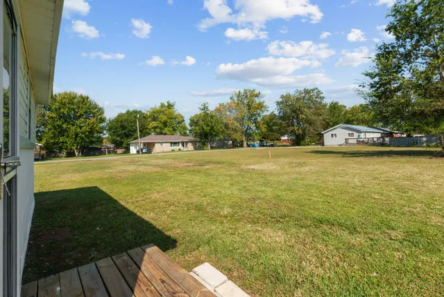 a backyard with a garden and plants