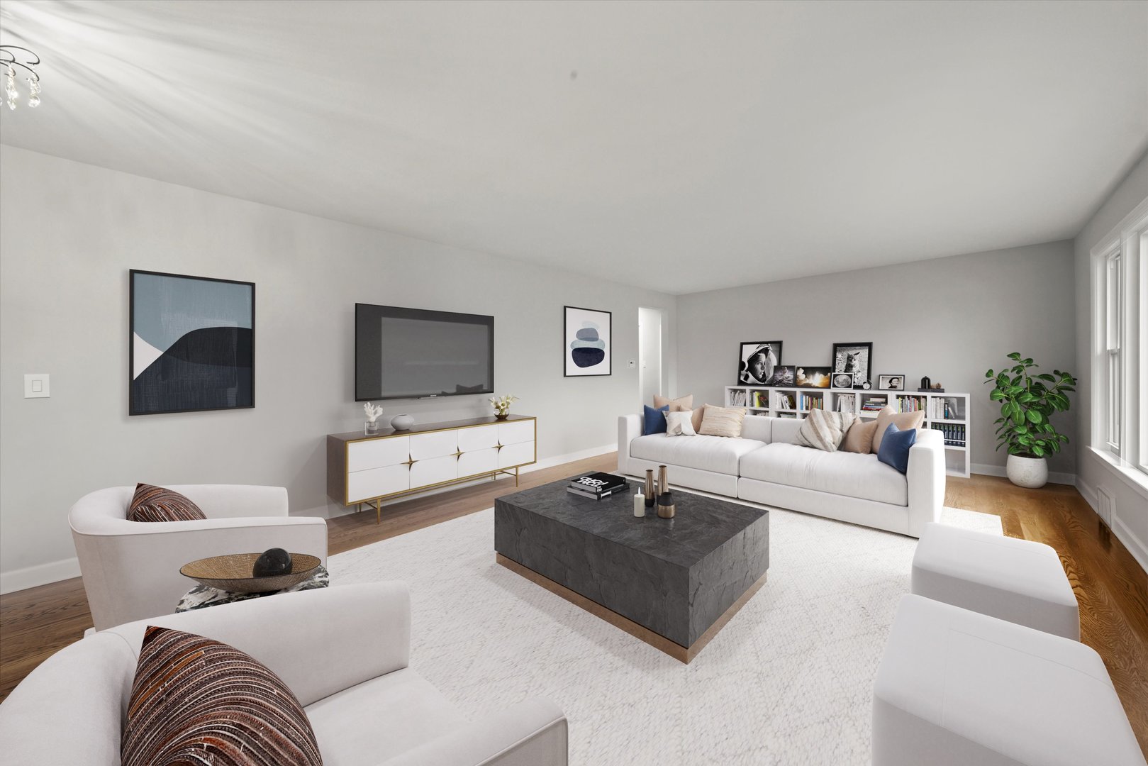 5426 Wolf Road Western Springs, IL 60558 - Photo 2 of 19 a living room with furniture and a flat screen tv