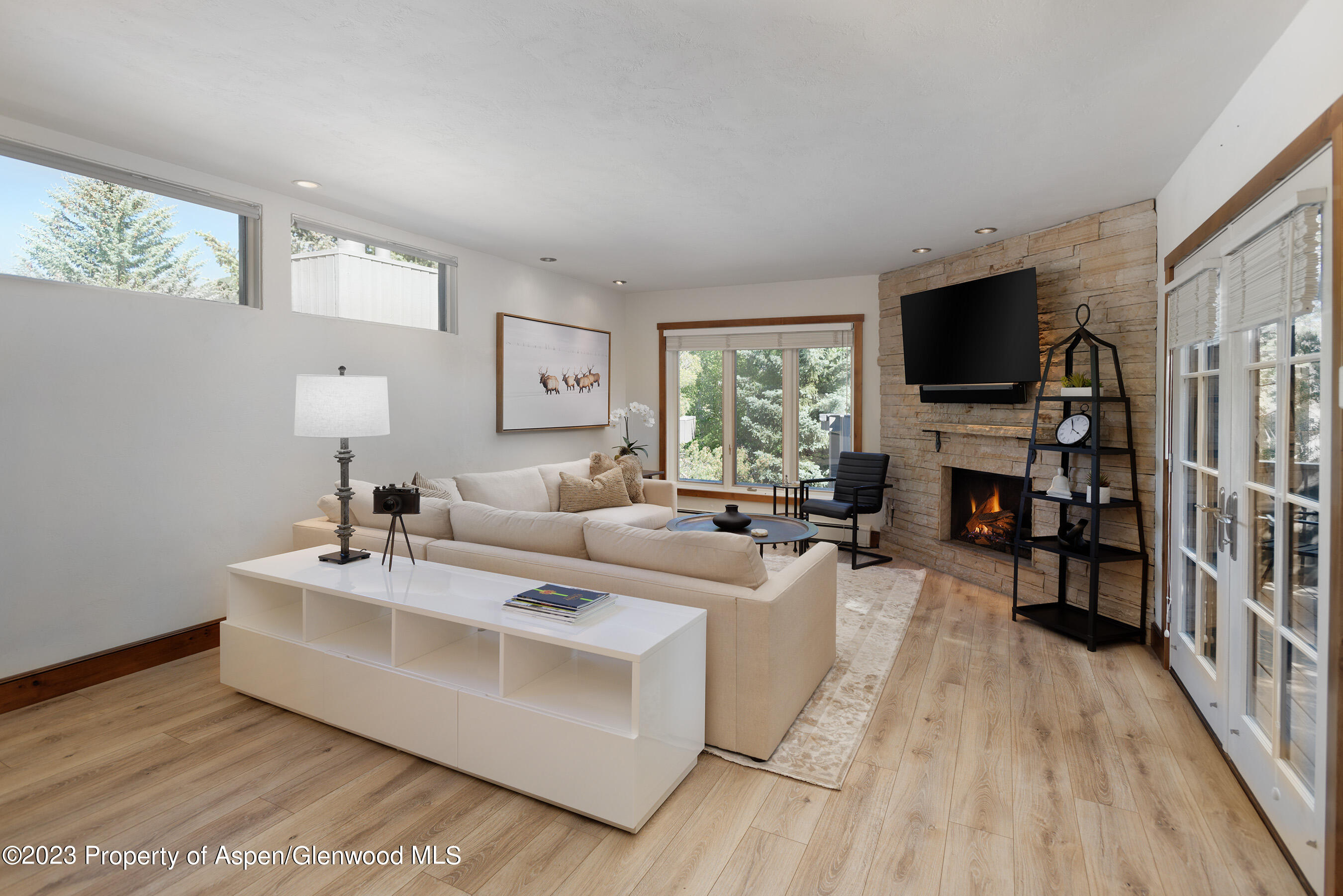 232 Meadow Ranch Road Snowmass Village, CO 81615 - Photo 2 of 18 a living room with furniture and a flat screen tv