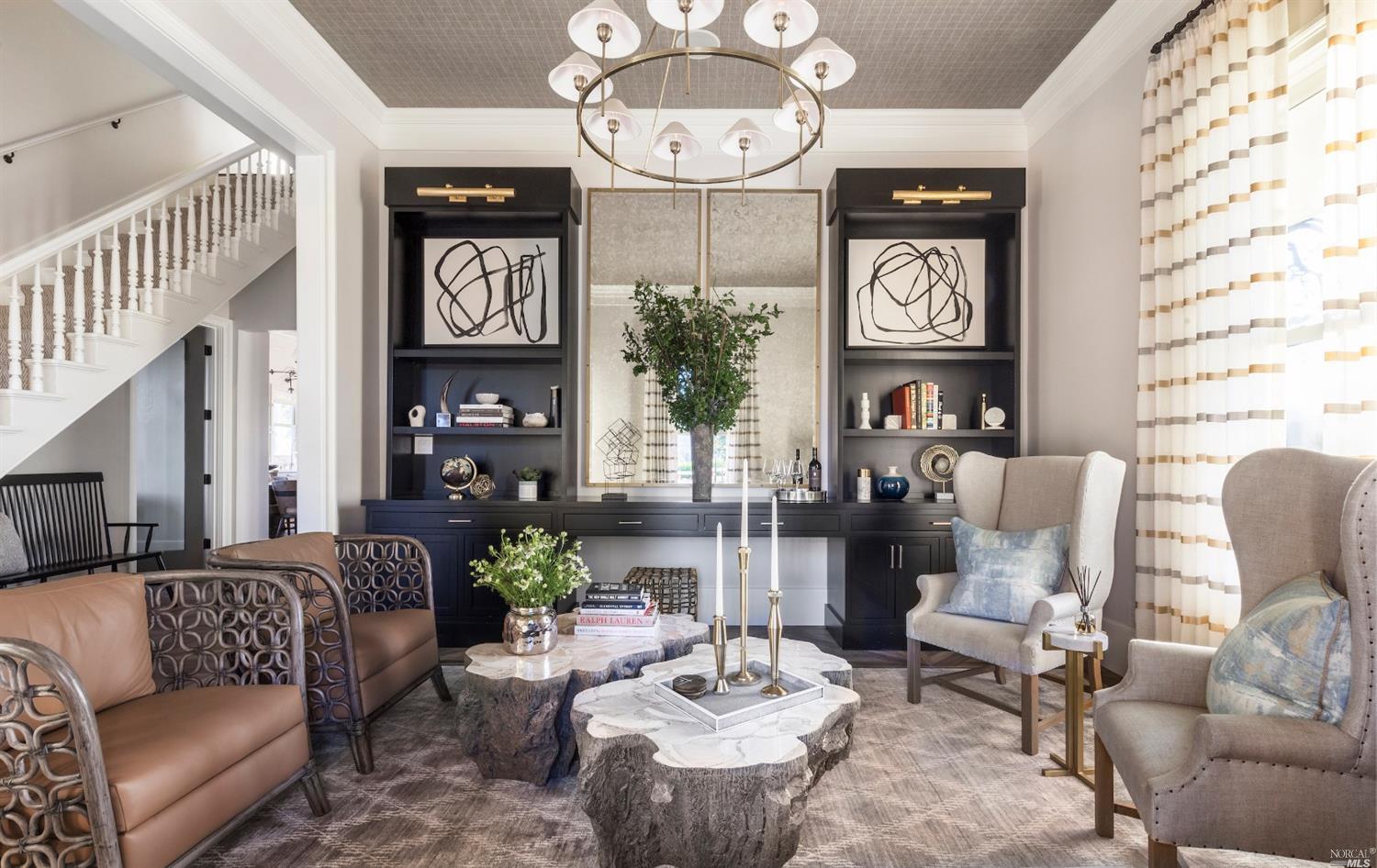 1575 St Helena Highway St. Helena, CA 94574 - Photo 1 of 1 a living room with furniture a clock and a large mirror