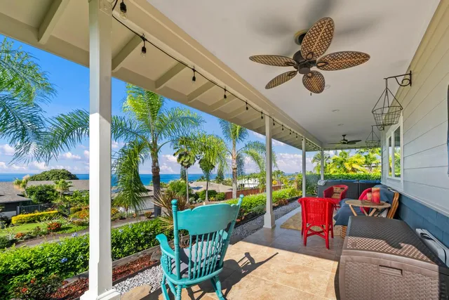 a view of a porch with furniture