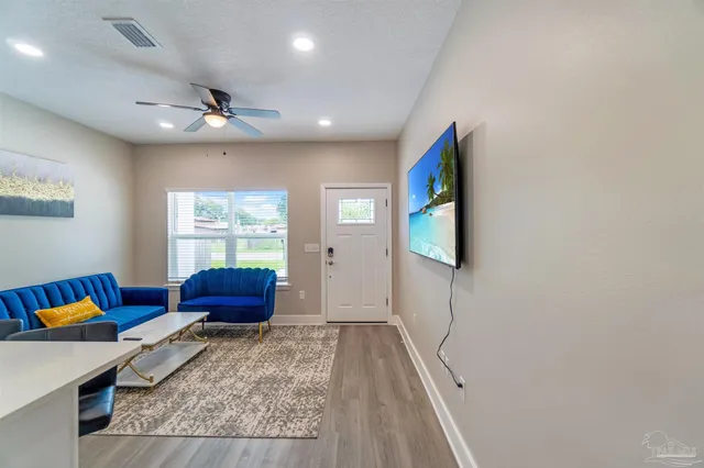 a living room with furniture