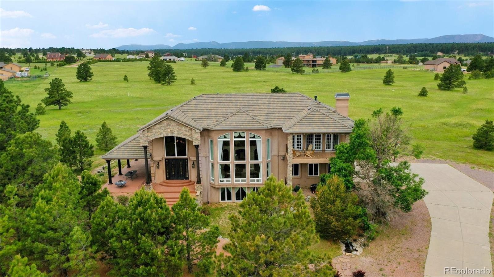2775 E Highway Monument, CO 80132 - Photo 32 of 40 an aerial view of a house with a garden lake view