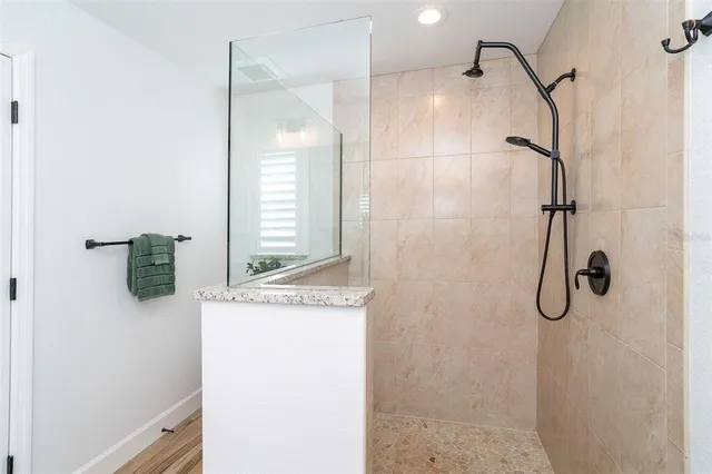 a bathroom with a shower