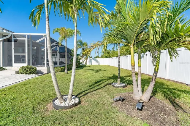 a view of a swimming pool with a garden
