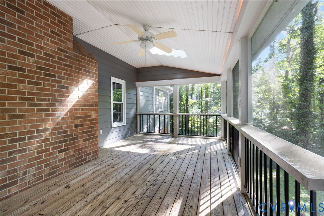 8939 Cardiff Road North Chesterfield, VA 23236 - Photo 36 of 45 Unfurnished sunroom with a skylight, a ceiling fan