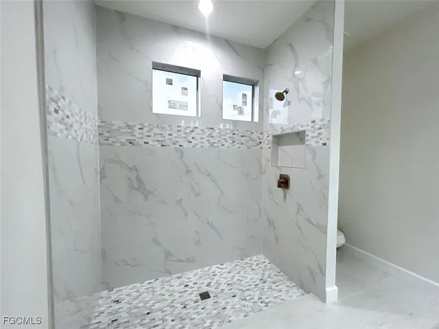 a bathroom with a shower