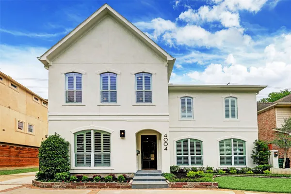 a front view of residential houses