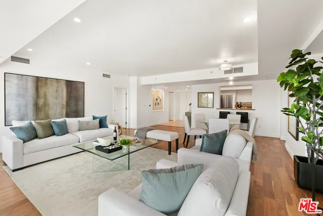 a living room with furniture potted plant and a window