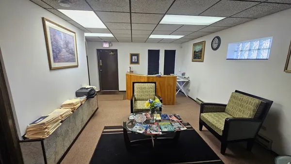 a living room with furniture