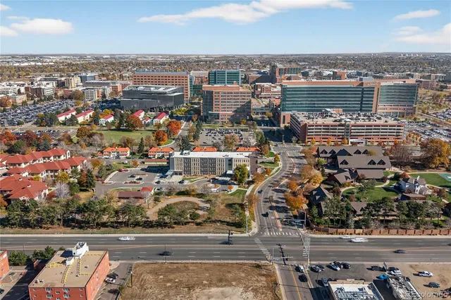 an aerial view of a city