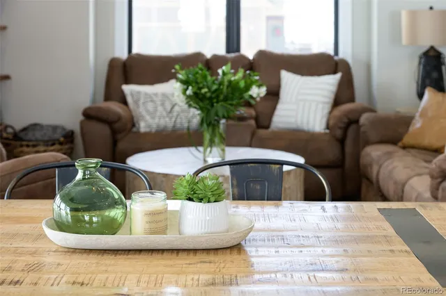 a view of a living room with furniture