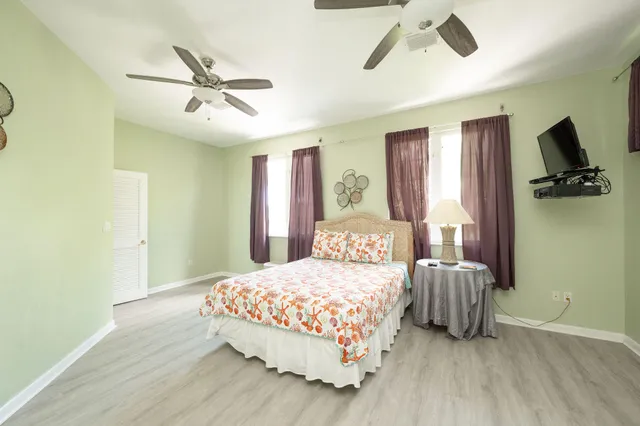 a view of a lake with a houses