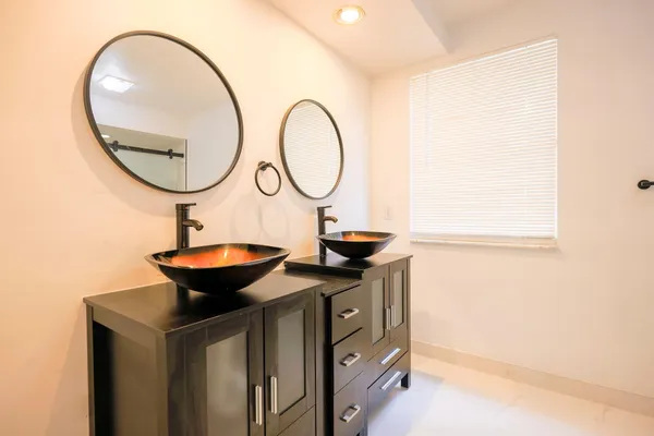 a view of a room with racks on the wall