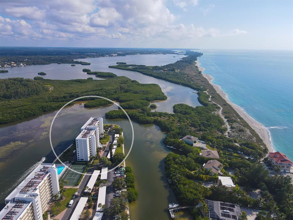 an aerial view of a house with outdoor space