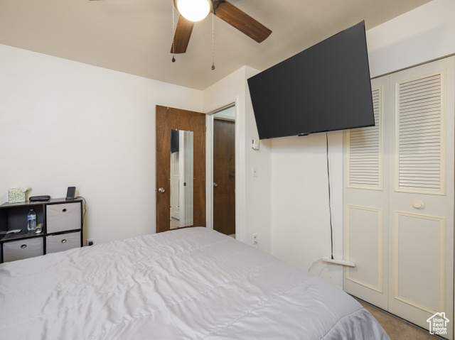 527 Palisade Drive Moab, UT 84532 - Photo 13 of 51 Bedroom with a closet, lvp floors, and a ceiling fan