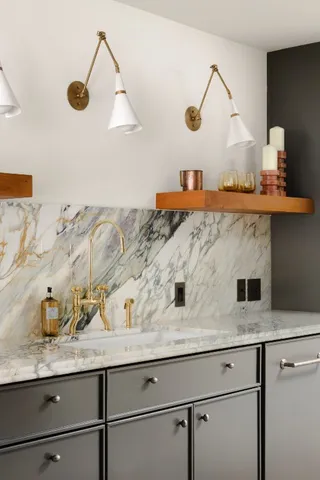 a view of dining room with cabinet