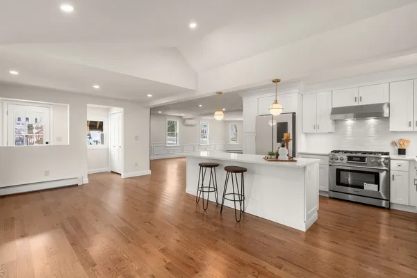 an aerial view of a residential building