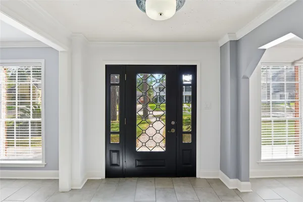 an entryway with a door