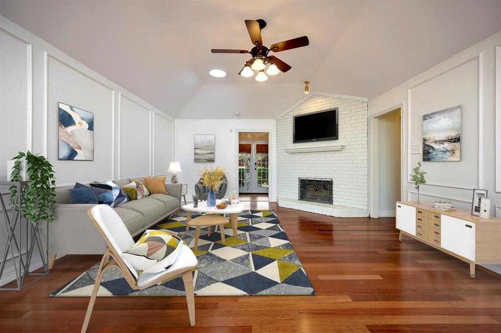 3409 Crescent Court Bedford, TX 76021 - Photo 2 of 40 a living room with furniture fireplace and flat screen tv