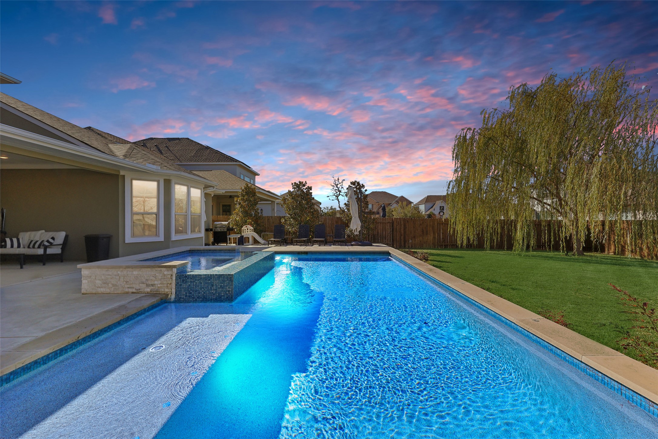 a view of outdoor space yard swimming pool and porch