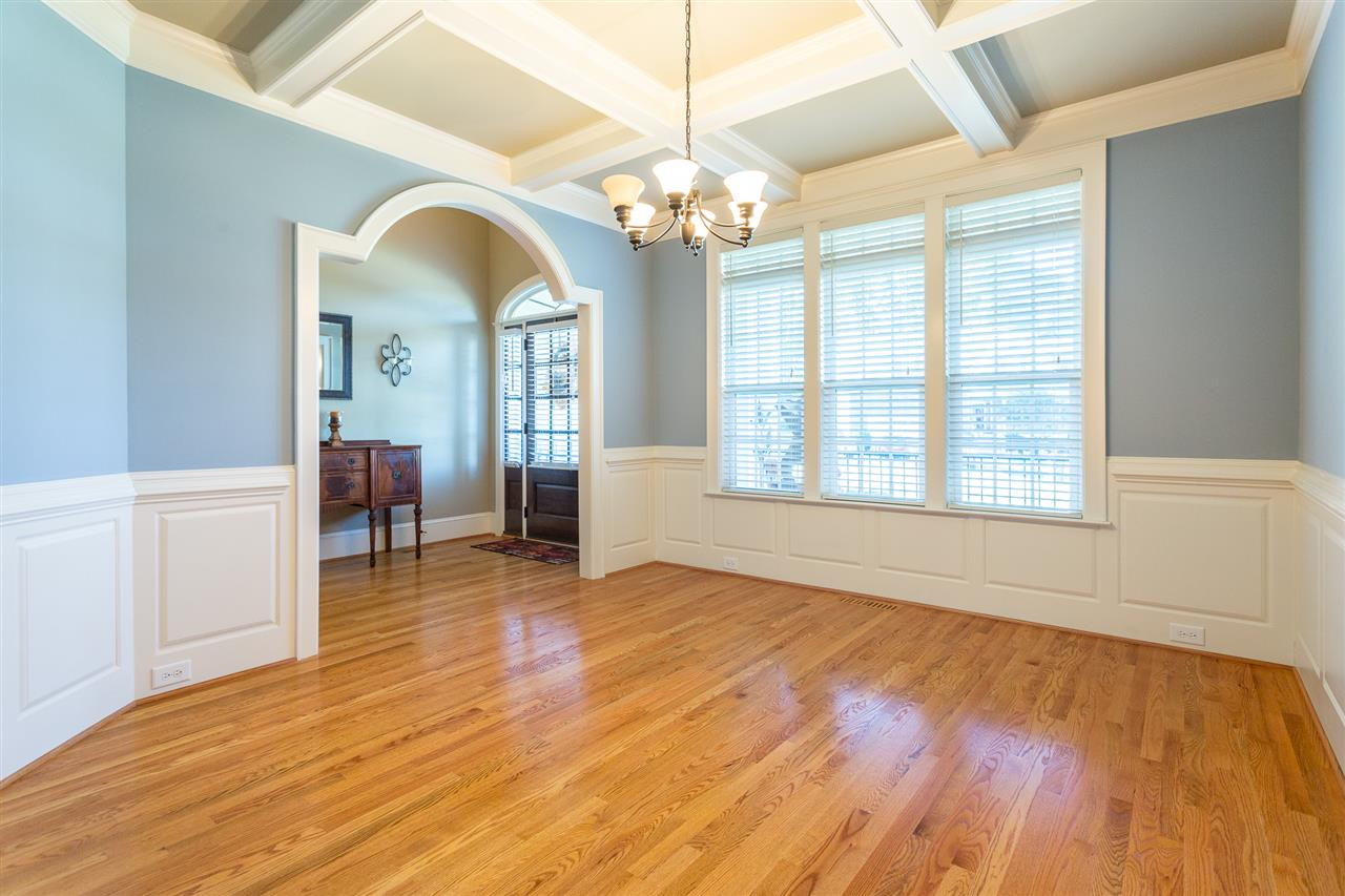 12 Vista Ridge Drive Willow Spring, NC 27592 - Photo 6 of 30 You will enjoy entertaining guests in this exquisite formal dining room. Room boasts a beautiful coffered ceiling, hardwood floors, wainscoting, chair railing, and heavy trim. Formal Dining Room