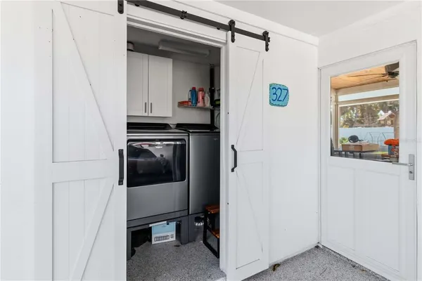 a view of a storage and utility room
