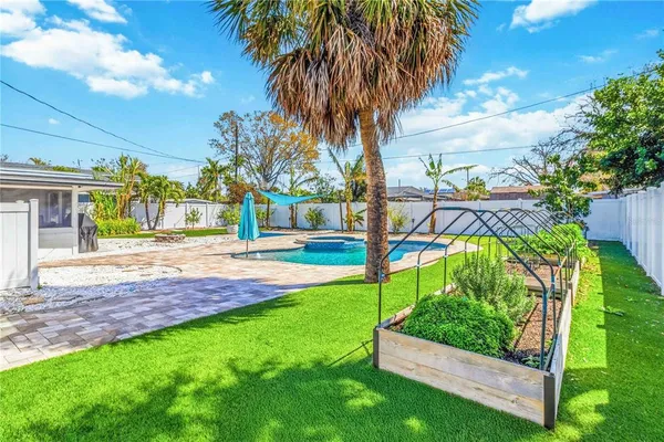 a swimming pool with yard