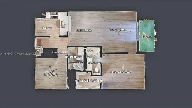 a backyard of a house with lawn chairs under an umbrella