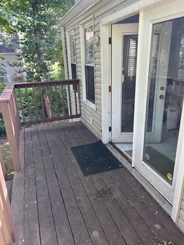 a view of wooden balcony